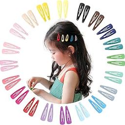 MAYCREATE 40 Pcs Hair Clips for Girls Kids Metal Snap Barrettes, Assorted Candy Color 2 Inch No Slip Hair Accessories-5