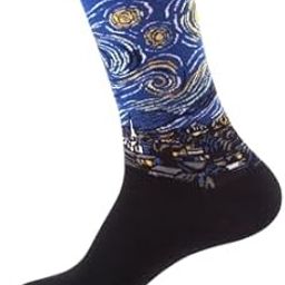 Starry Night Art Knitted Socks | Van Gogh Design | Unisex | Size 41-46 Machine Washable-image-39