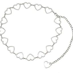 Heart Waist Chain Belt for Women Y2K Silver Body Chains for Women Girls Body Belly Chains for Dress Jeans Bikini Waist Chain Jewelry Heart Waist Bikini Chains, Small, Alloy, No Gemstone-image-28