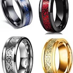 Men Valentine Smart Temperature Combo Ring Silver & Black (IR3944)-image-52