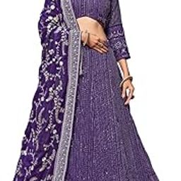 Women's Purple Georgette Lehenga Choli With Embroidery Work-38