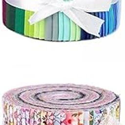 ATORSE Craft Kits 72x Roll Up Cotton Fabric Strips Jelly Rolls Quilting Craft Fabric -Crafts- Fabric-picture-27