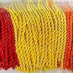 On Blow Pack of 60 Long Cotton Double Thread Wicks (20 Red, 20 Yellow, 20 Orange) Ideal for Use in Pooja Lamps, Diyas, and Other Religious Ceremonies.-12