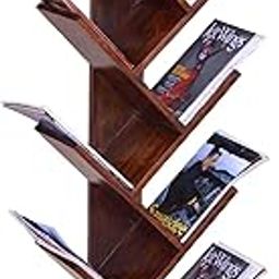 RAJ HANDICRAFT Solid Sheesham Wood Book Shelf | Wooden Tree Shape Bookshelf | Free Standing Bookcase with Open 9 Shelf | Tall Display Unit Book Stand | Sheeshamwood, Walnut Finish-picture-20