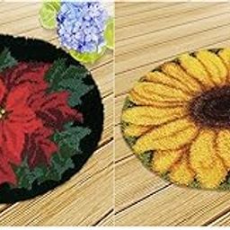 FABLOFT® Flowers Latch Hook Rug Kit DIY Carpet Craft Decoration Rug Making for Adults-picture-18