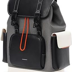 Teriyaki Backpack | 15.6 Inch Laptop Compartment, 19.5L Capacity | Signature Coated Canvas & Vegan Leather Trims, Water-Resistant, Lightweight | Padded Back Panel (Black Sesame)-2