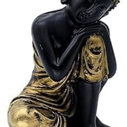 SRI Balaji Products Resting Buddha Statue for Home Decor ? Black & Gold Resin Figurine Handmade Buddha Idol, Zen Showpiece, Spiritual Decor-image-61