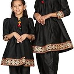 Mom-Daughter Twinning Set - Matching Ethnic Cotton Dresses with 3/4 Sleeves (Mom XS-5XL, Daughter 1-14 Years), Printed Family Outfits-image-64