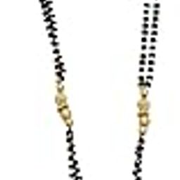 Women's Traditional Brass with Antique Desing Pendant Long Black Beaded Mangalsutra with single chain_B1_122-image-31