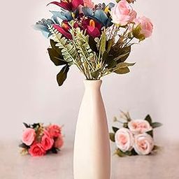 Nestloom Decor Bottle Shape Ceramic Flower Vase for Home Decor and Gifting | Flower Vases for Living Room Decor | Decorative Small Bottle Vase (Beige)-image-11
