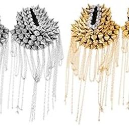 CALANDIS™ 2 Pairs Punk Tassel Epaulette Rivet Shoulder Board Mark Costume Brooch Badge | Fashion Jewelry-image-35