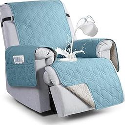VANSOFY 100% Waterproof Recliner Chair Covers, Recliner Cover Non-Slip Dog Chair Cover Furniture Protector Washable Slipcover with Pocket, Elastic Straps for Pets, Dogs(Azuree, 23.6")-image-23