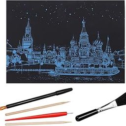 HEALLILY 1 Set Painting Scratch Paper with Scratch Tools Colorful Urban Night Painting Scratch Art Craft Project for Adults and Kids ( 16 X 11 Inch )-picture-32