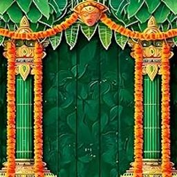 NK Textiles Green Banana Leaf Backdrop Cloth for Pooja Decoration Traditional, Background Decoration Cloth for Pooja Background, Curtain Cloth for Festival Fabric (Size-5x8 ft) (Printed)-image-65