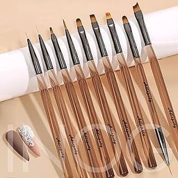 INOG 9Pcs Nail Art Brushes,Nail Art Tool Set, Nail Dotting Tools, Nail Art Design Brushes for Gel Polish, Nail Polish Brushes&Clean Up Brushes, 3D Nail Art Decorations Brush for DIY Manicure-6