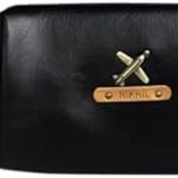 Personalized Travel Pouch with Name & Charm, Customized Multipurpose Utility Pouch for Women/Shaving Vegan Leather Toiletry Bag for Men & Women (Black)-image-80