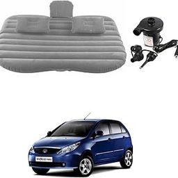 Oshotto Multifunctional Car Travel Bed Mattress with Two Air Pillows, Car Air Pump Compatible with Tata Vista (Grey)-image-82