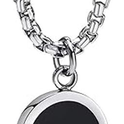 Durga Sparkle Stylish Round Black Pendant Chain for Men & Boys | Modern Silver Finish | Trendy Stainless Steel Jewelry for Casual-image-93