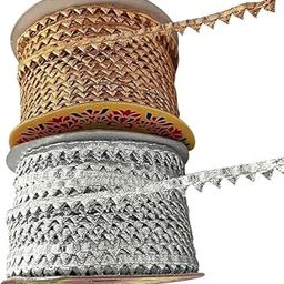 8MM Samosa Gota Patti Lace – Gold & Silver – Pack of 2 Rolls (40M Each) for Saree, Kurti, Dupatta, Blouse, DIY & Decoration-image-66