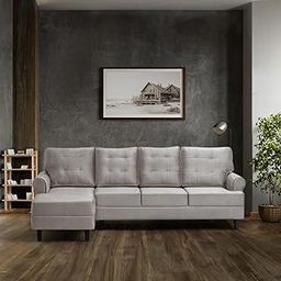 Wakefit Sofa Set for Living Room | 5 Years Warranty | Sofa Set, 3 Seater Sofa, Wooden Sofa Set for Living Room, L Shape 3 Seater + Left Aligned Chaise - Dreamer (Fabric, White)-image-26