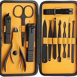 HARISMRUTI Manicure Pedicure Kit Set For Women & Men, Nail Clippers, Stainless Steel Nail Scissors Grooming Kit, Acne needle, Blackhead Tool Leather Travel Case-image-8