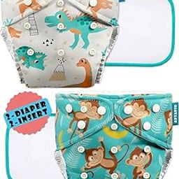 Advanso Leakage-proof cloth diapers for babies, high absorbent 2 reusable diaper 2 insert pad combo pack washable cloth diaper free size 5-18kg baby adjustable pocket cover 20-19