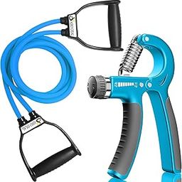 AJRO DEAL Double Toning Resistance Tube with Adjustable Hand Grip | Full Body Workout Equipment for Strength Training, Muscle Toning, and Home Fitness (Blue)-image-67
