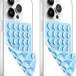 LvShuLiangPin 2 Pack Silicone Suction Cup Phone Case Mount Double Sided, Hands-Free Strong Grip Silicon Phone Holder, Non Slip Phone Accessories for Selfies and Videos (Baby Blue)-image-85