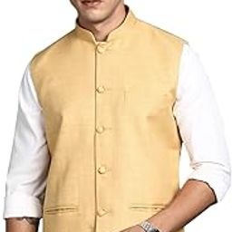 Men's Solid Beige Slim Fit Nehru Jacket-AD-J-455_Beige-image-59