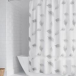Shower Curtain Liner with 12 Plastic Hooks, 72x72 Inch Plastic Shower Curtain Liner for Shower Stall & Bathtubs Bathroom Curtains Shower Curtain and Liner Set (72x72 Inch, Grey Leaf)-image-29