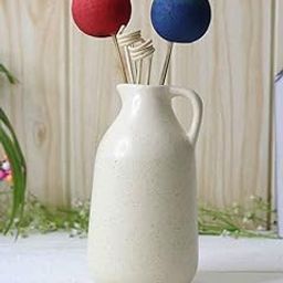 Purezento Ceramic Jug | Container Shape Vintage Tall Vase Pitcher Jug Farmhouse Home Decor for Centrepieces Living Room Kitchen Bedroom Apartment Office,White-image-38