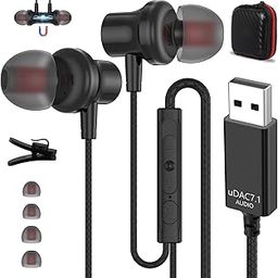 USB Headset with Microphone for PC, USB Headphones for Computer, Wired Earphones with Mute in-Line Stereo, Noise Canceling Mic Classroom Headphones for Laptop Headsets for Surface Switch, 8.2 Ft-12