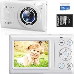 PORTWORLD Kids 4K Digital Camera for Photography: 64MP Autofocus Compact Camera with 32GB MicroSD Card, 18X Digital Zoom Point and Shoot Camera for Girls Boys Christmas Birthday Gift-White-picture-5