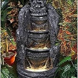 Shawshank Three Step Ganesh Water Fountain Resin Fiberglass Water Fountain for Home Office Living Room Dcor with LED Lights and Pump-image-2