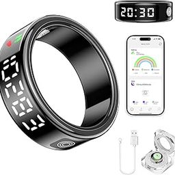 Smart Ring Health Tracker for Women & Men - IP68 Waterproof Fitness Rings with LED Screen, Heart Rate/Blood Oxygen/Sleep Monitoring/Motion Tracking, No Subscription Fee-image-36