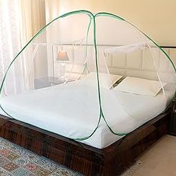 Amazon Brand - Solimo Mosquito Net, Double Bed (King Size, 24-30 GSM, Foldable, Highly Durable) - Green-3