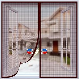 Safemyles Polyester Magnetic Window Mosquito Net with Self Adhesive Hook Tape Windows Height 120 cms X Width 90 cms (47x35 inches or 4x3 feet - Brown)-19