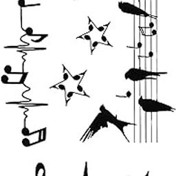 Simply Inked Musical Stars Semi-Permanent Tattoo Bundle Designer Semi-Permanent Tattoo for Girls Boys Men Women waterproof Sticker Size: 4.4 x 7.2 inch l Blue Black l 2g-36