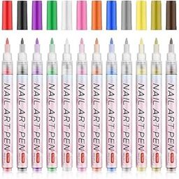 SCHMIDT 12pcs 3D Pens Set for Nail Art, 0.7MM Nail Art Drawing Pen Colorful Nail Gel Polish Pens Art Pens Nail Drawing Pen Manicure Tools for Nail Art DIY (12 Colors)-32