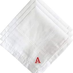 Mrunals fashion- Alphabet Embroidery A on Men Handkerchief, Size 45 cm*45 cm, Cotton, White Color-image-75