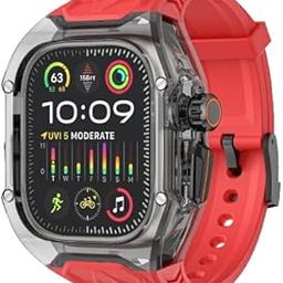 AJM New Upgrade Modification Kit Case Luxury Transparent Mod Kit Fluororubber Strap Compatible with for Apple Watch Ultra 49mm-1