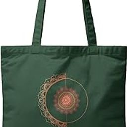 Mandala Pattern Cotton Tote Bag with Zipper | Spiritual Design Carry Bag-image-7