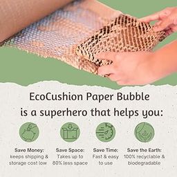 EcoCushion Paper Bubble Roll | Paper Bubble Wrap | 50M x 15" Roll | Eco-friendly Packaging | Expandable upto 75M | Honeycomb Bubble Wrap | Eco Friendly Bubble Wrap in Brown-24