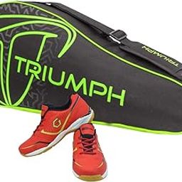 Gowin Badminton Shoe Smash Red Size-6 with Triumph Badminton Bag 302 Black/Lime-image-4