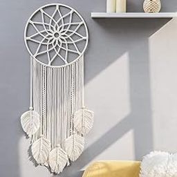 Wagon Brand| Handmade Macrame Round Mini Dream Catcher Pack of 1 | WBDC 35 | Boho Wall Hanging Decor, Best Gift for Friends, Marriege Party, Home, Bedroom, Living Room Decoration 10" H x 3" W-image-16