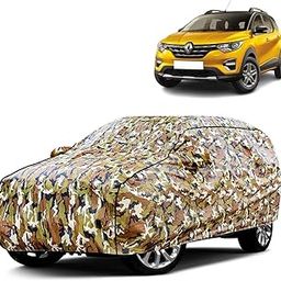 VOICO Waterproof Car Body Cover for Renault Triber - Dust & UV Proof with Mirror Pocket and Soft Cotton Lining (Bottom Elastic & Triple Stitched) - Military Camouflage Design with Black Piping-25