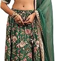 Women's Lehenga Choli Set Stitched with Chiffon Dupatta and Blouse | Floral Printed Blouse | Chiffon Dupatta with Gotta Lace | Traditional Ethnic Wear for Wedding-picture-15