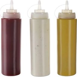Zollyss Plastic Squeeze Bottle Ketchup Mustard Honey Oil Sauce Dispenser Bottle, White, 650Ml (3 Pcs)-22