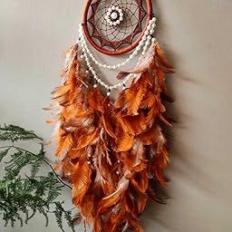 UVID Art and Craft Supplies UVID 6INCH Brown Dream Catcher with Beads Chain Feather Dream Catcher (12 inch, Brown)-image-13