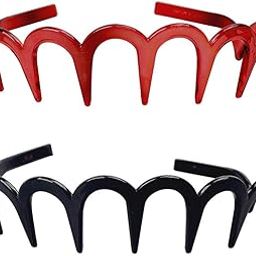 Zig Zag Comfortable Shark Tooth Comb Headband Zigzag Hair Band Toothed Headband Women Men Hair Accessory (2 Pieces)-63